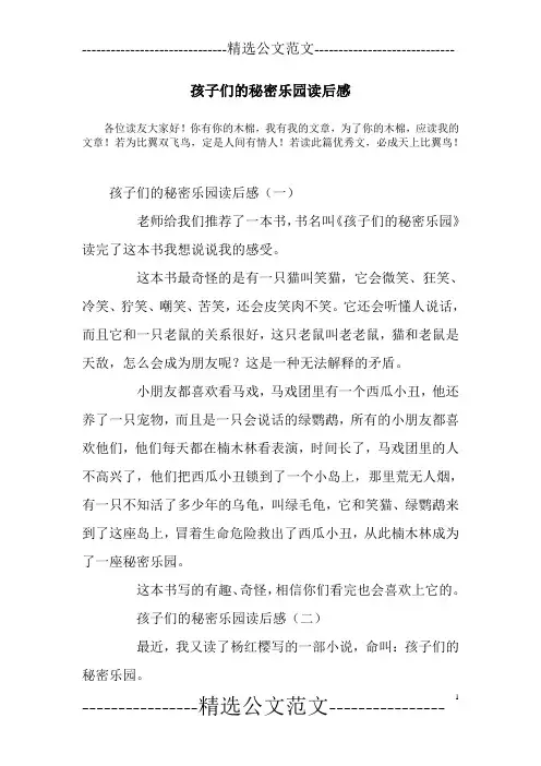 孩子们的秘密乐园读后感