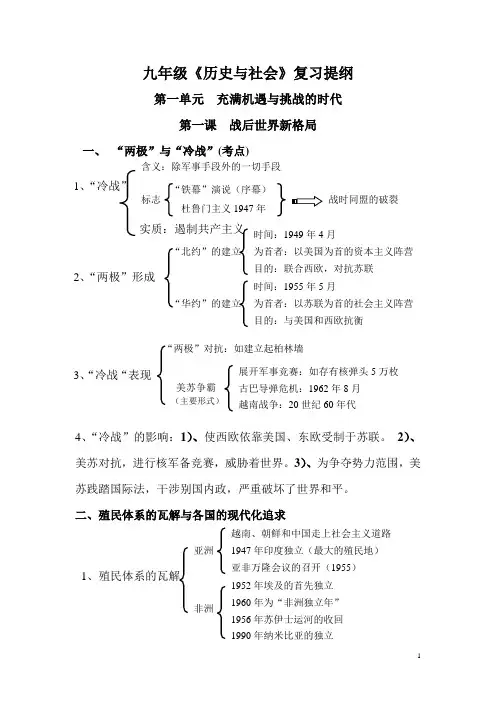 九年级《历史与社会》第一单元总框架