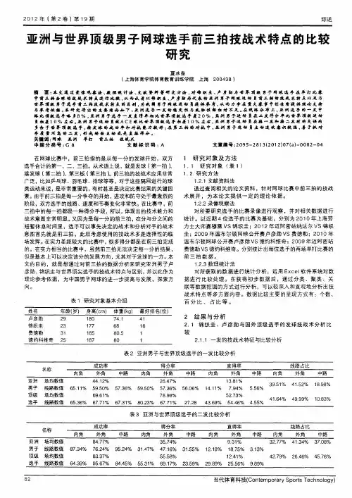 亚洲与世界顶级男子网球选手前三拍技战术特点的比较研究