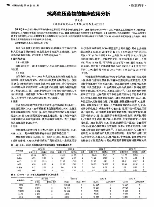抗高血压药物的临床应用分析