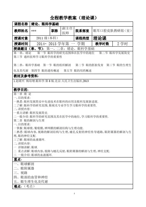 医学教案--眼科学模板