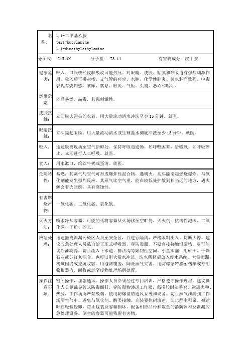 叔丁胺危险特性