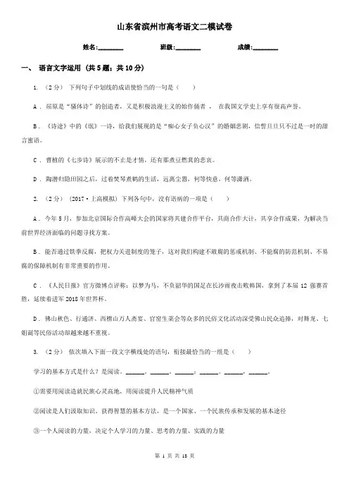 山东省滨州市高考语文二模试卷