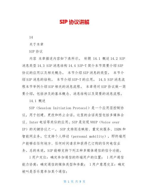 SIP协议讲解