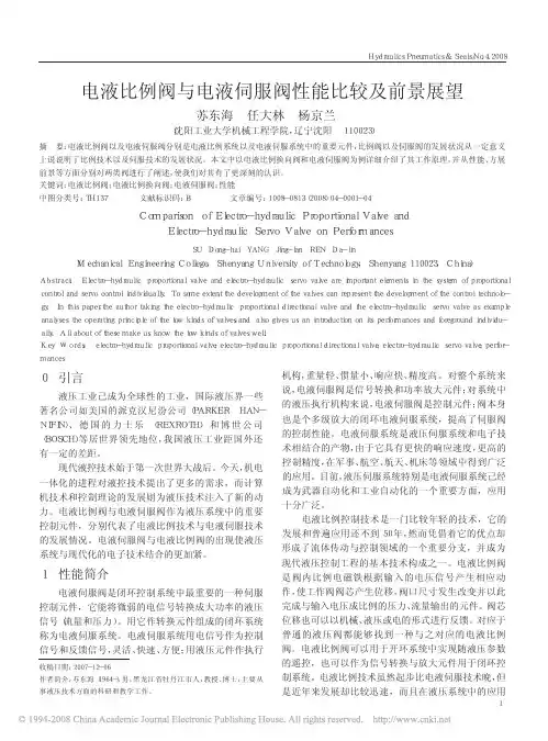 电液比例阀与电液伺服阀性能比较及前景展望