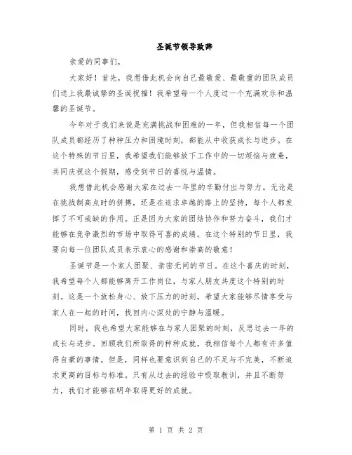 圣诞节领导致辞