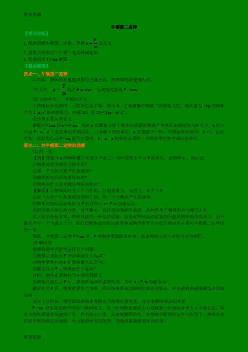 【教育资料】知识讲解 牛顿第二定律 基础学习精品