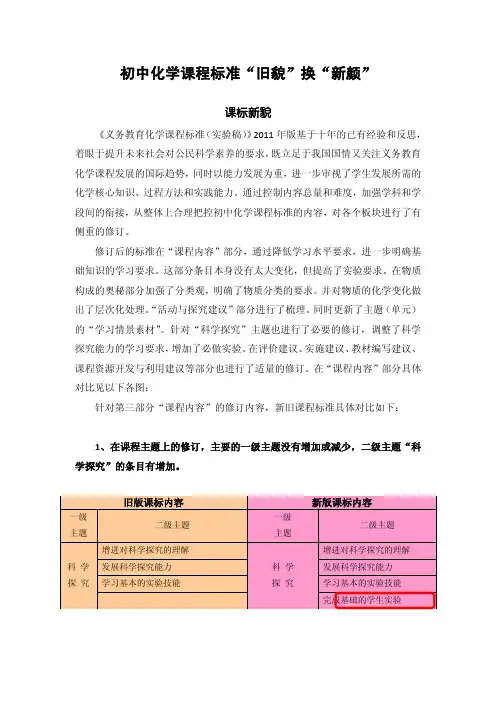 新旧课标对比