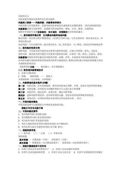 保险学学习笔记