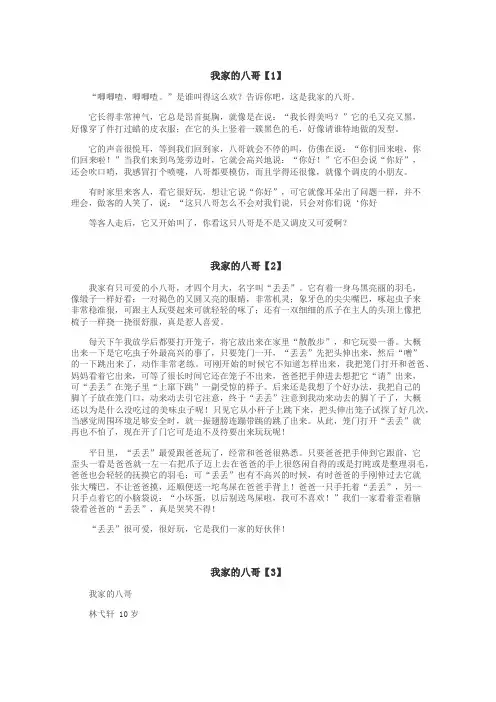 我家的八哥作文
