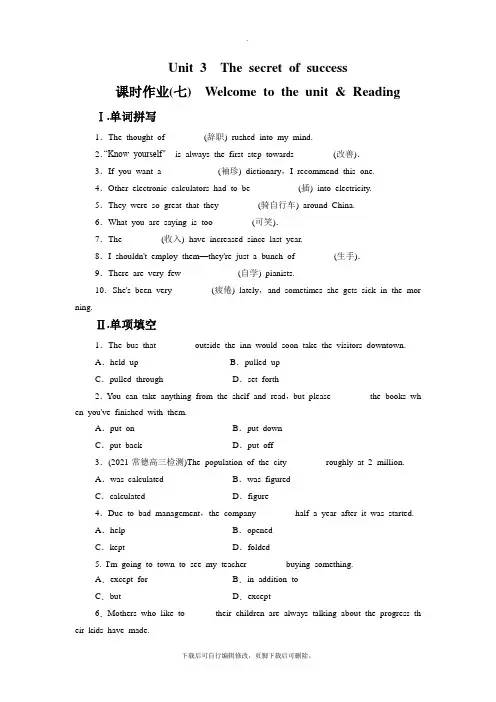 牛津译林版高中英语模块11 Unit 3 The secret of success 同步练习7