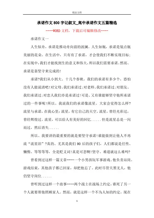 承诺作文800字记叙文_高中承诺作文五篇精选