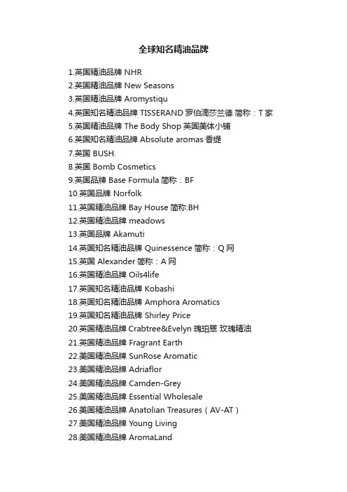全球知名精油品牌
