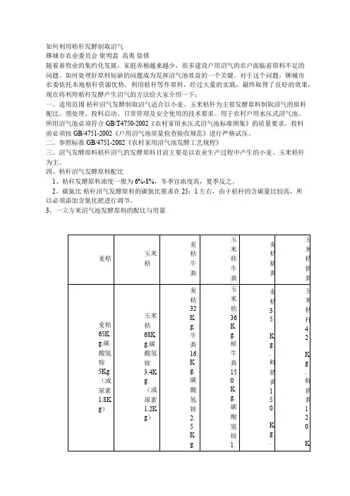 如何利用秸秆发酵制取沼气