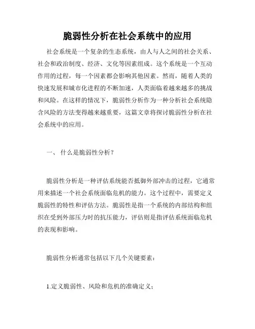 脆弱性分析在社会系统中的应用