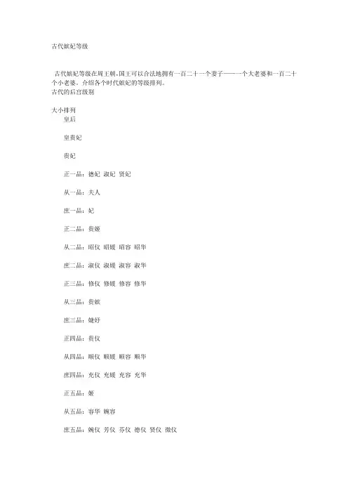古代嫔妃等级