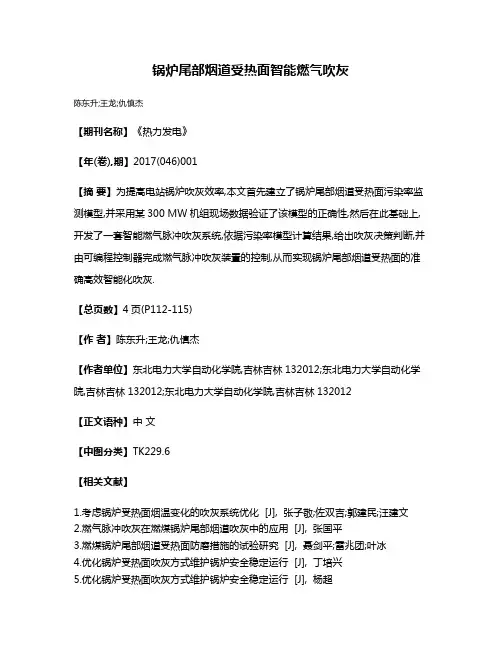 锅炉尾部烟道受热面智能燃气吹灰