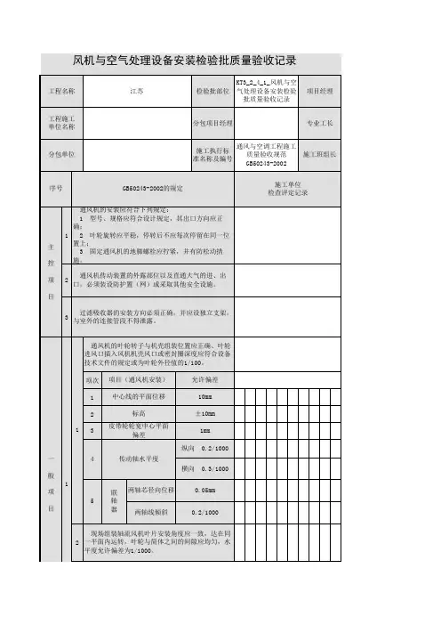 KT3_2_4_1_风机与空气处理设备安装检验批质量验收记录