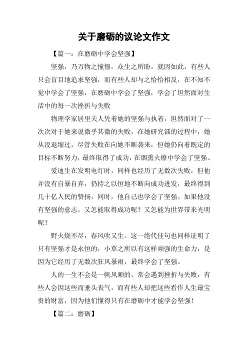 关于磨砺的议论文作文