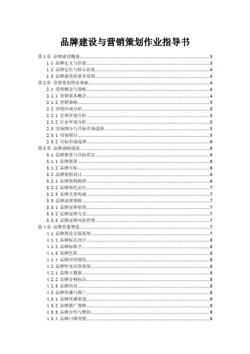 品牌建设与营销策划作业指导书