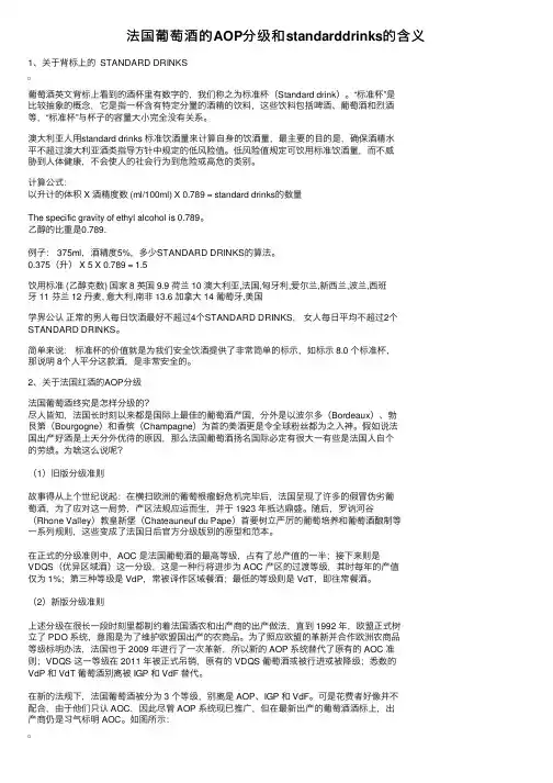 法国葡萄酒的AOP分级和standarddrinks的含义