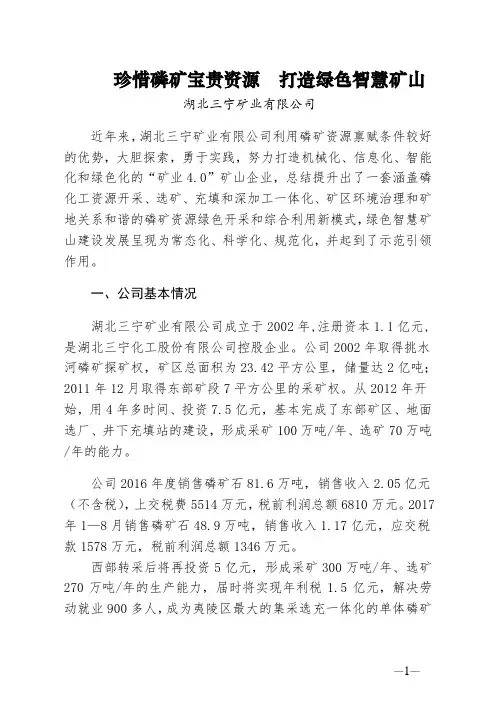 报国土所：三宁矿业绿色智慧矿山简介