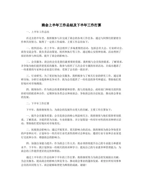 商会上半年工作总结及下半年工作打算