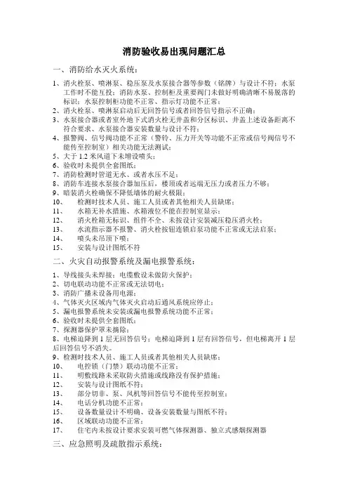 (完整版)消防验收易出现问题汇总