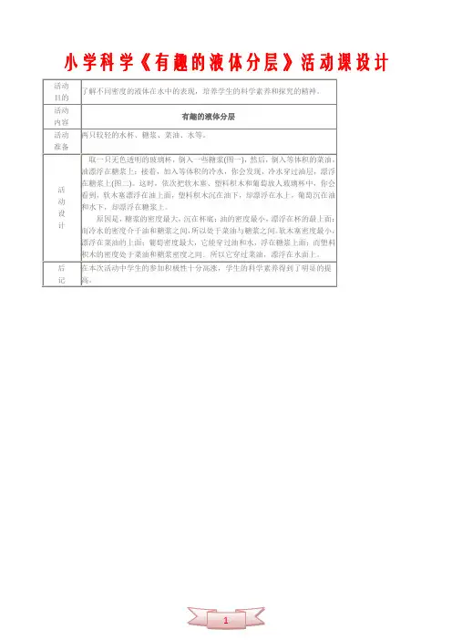 小学科学《有趣的液体分层》活动课设计