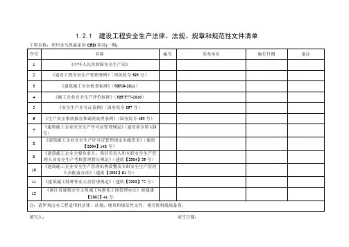 建设工程安全生产法律、法规、规章和规范性文件清单
