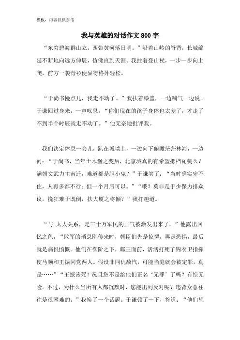 我与英雄的对话作文800字