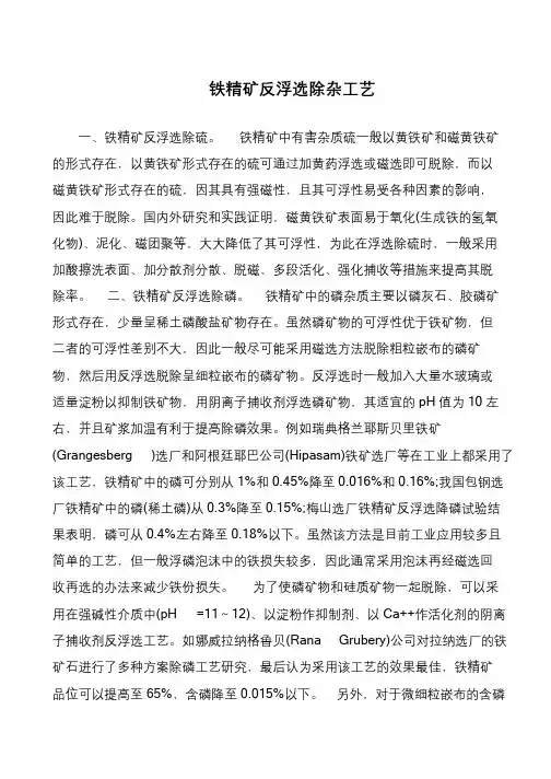 铁精矿反浮选除杂工艺
