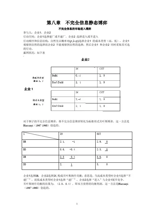 不完全信息静态博弈