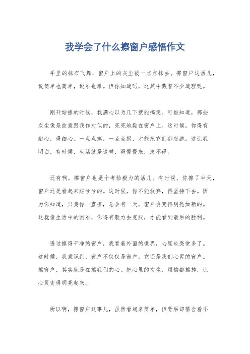 我学会了什么擦窗户感悟作文