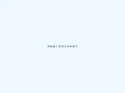 网络推广实用方法和技巧 PPT