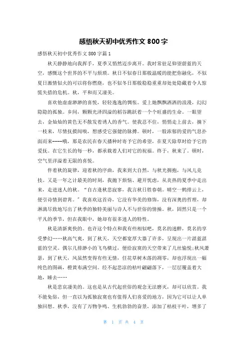 感悟秋天初中优秀作文800字
