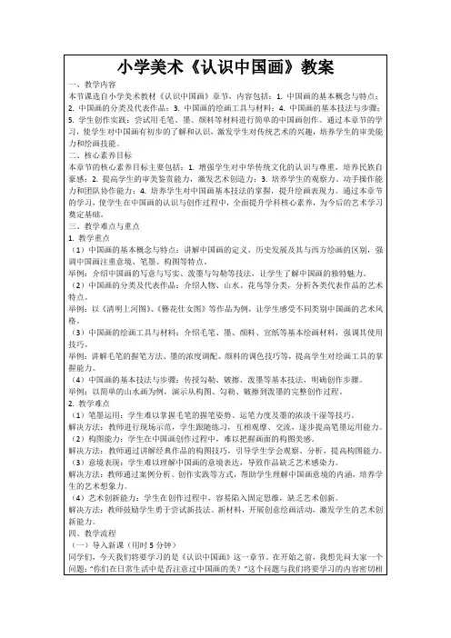 小学美术《认识中国画》教案