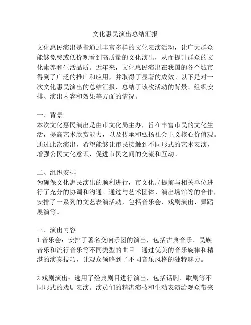 文化惠民演出总结汇报