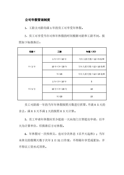 公司年假管理制度
