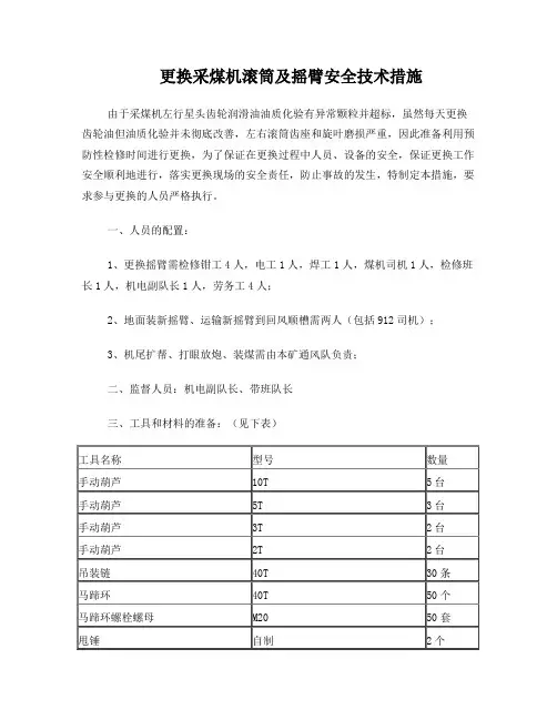 更换采煤机滚筒及摇臂安全技术措施(实施后)