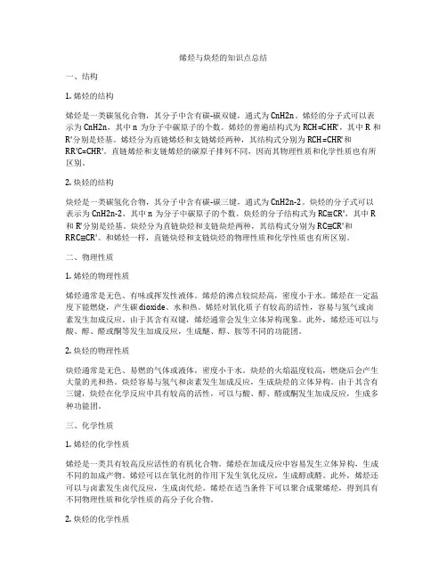 烯烃与炔烃的知识点总结