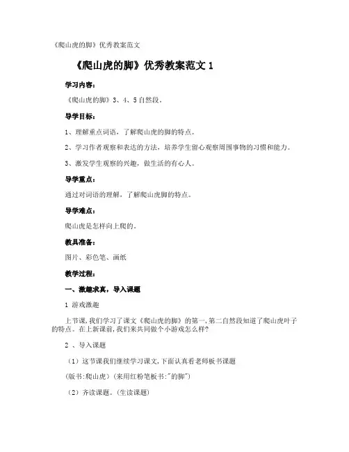 《爬山虎的脚》优秀教案