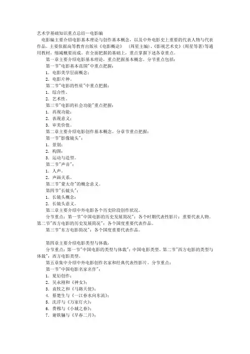 艺术学基础知识重点总结—电影编