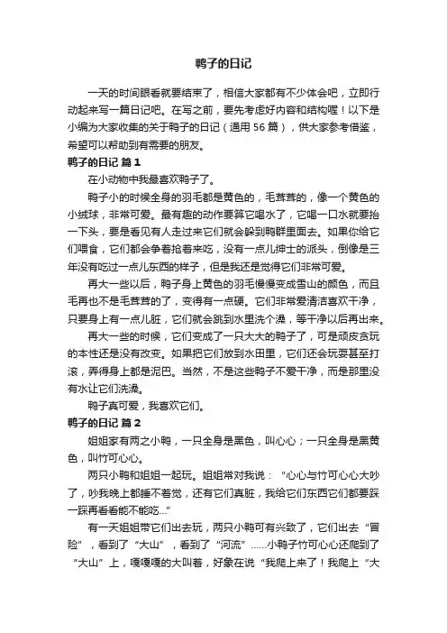 关于鸭子的日记（通用56篇）