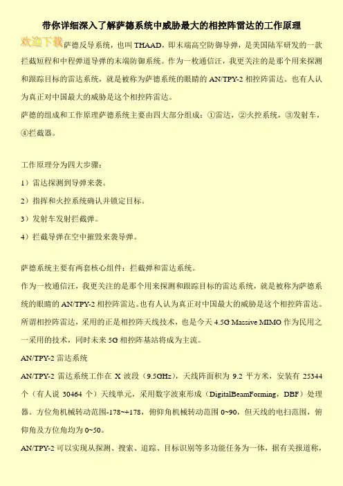 带你详细深入了解萨德系统中威胁最大的相控阵雷达的工作原理