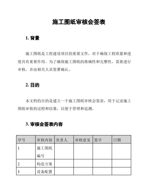 施工图纸审核会签表