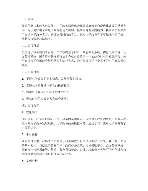 奥派电子政务实习报告