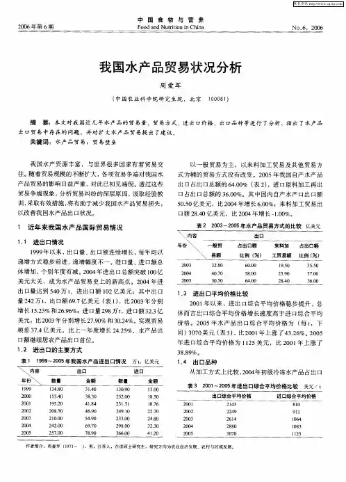 我国水产品贸易状况分析