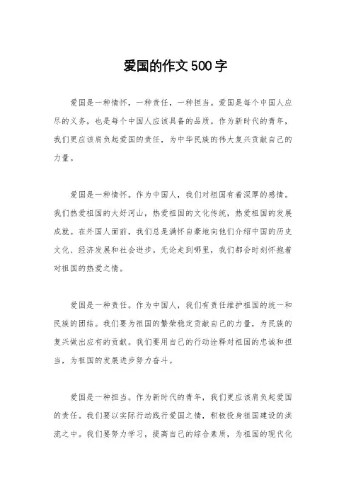 爱国的作文500字