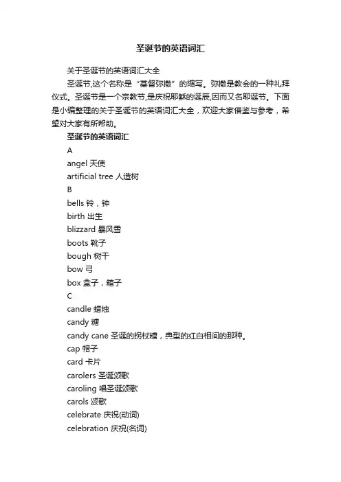 圣诞节的英语词汇
